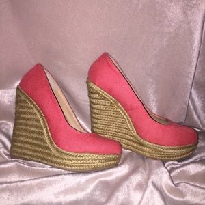 💋Pink Wedge Espadrilles